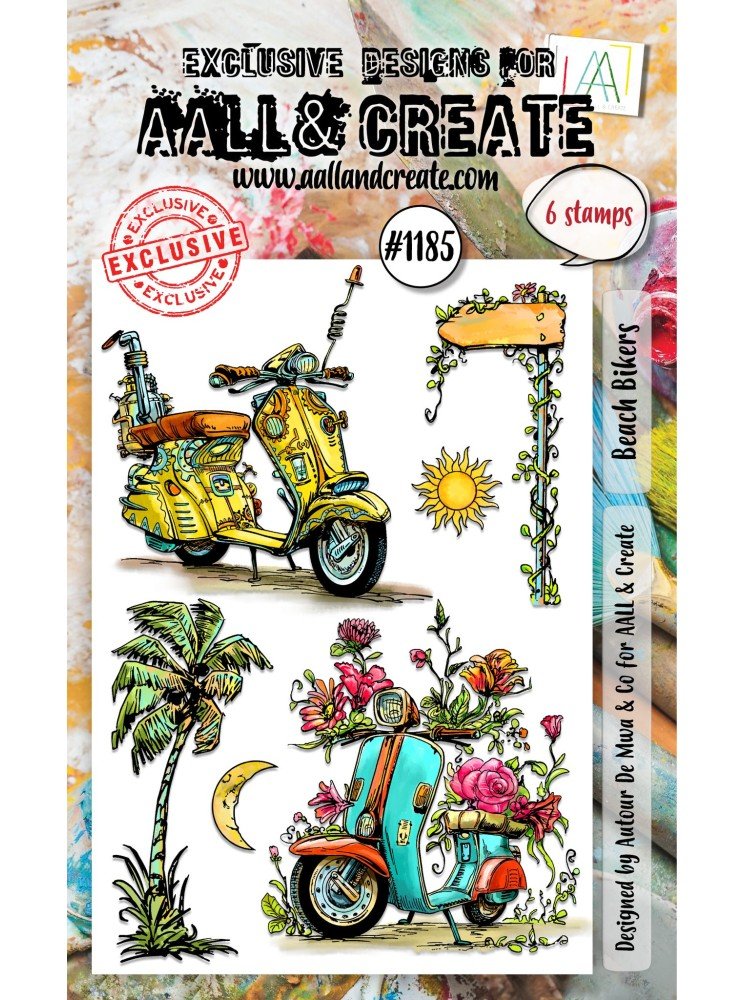 Tampon Clear N° 1185 : Beach Bikers - Collection "Seaside Serenade" - Aall & Create
