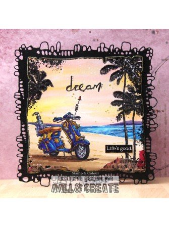 Tampon Clear N° 1185 : Beach Bikers - Collection "Seaside Serenade" - Aall & Create