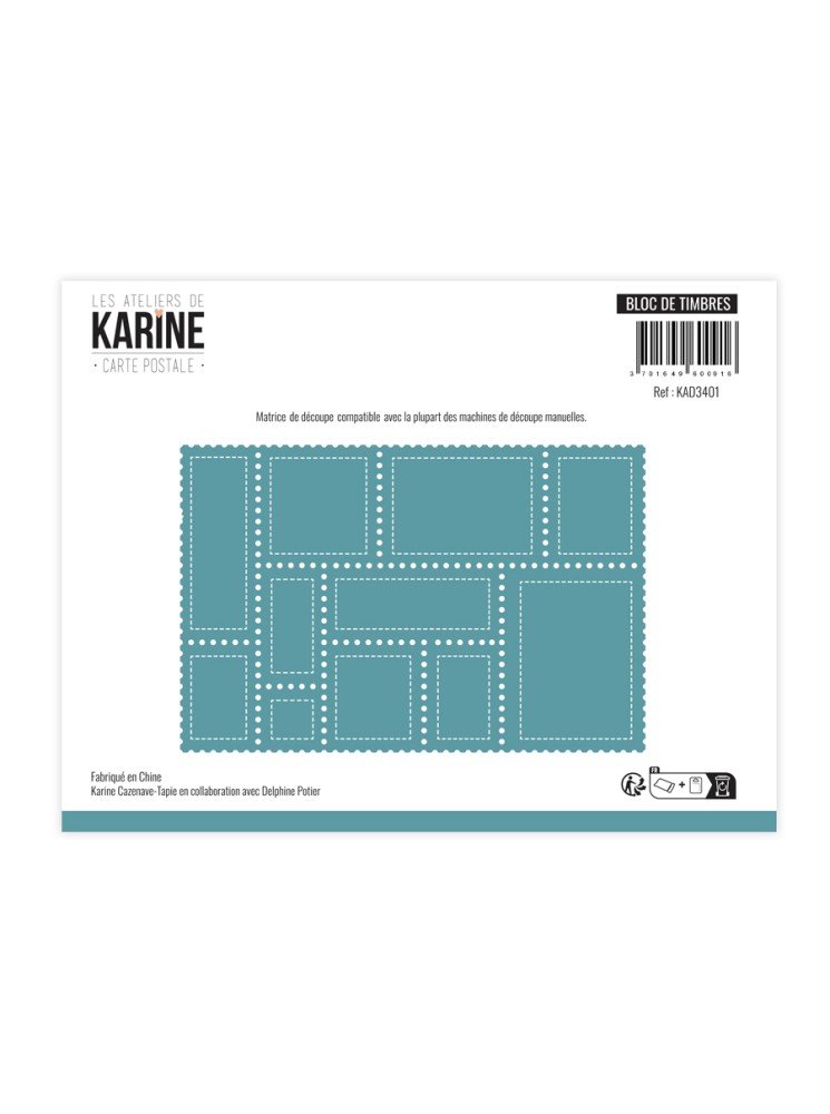 Bloc de timbres - Dies - Collection "Carte Postale" - Les Ateliers de Karine