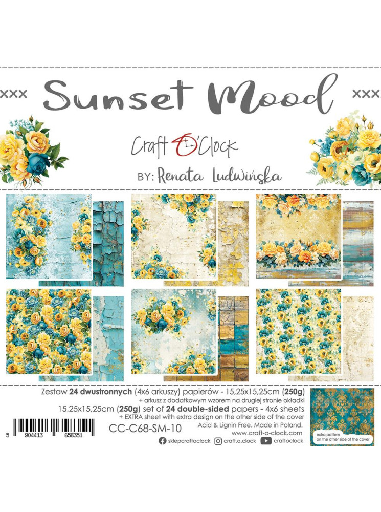 Pack papiers 15 x 15 cm - Collection "Sunset Mood" - Craft O'Clock