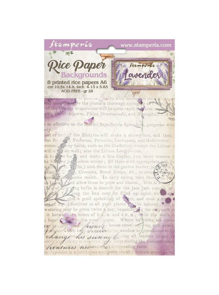 Backgound - Collection Romantic "Lavender" - Feuille de riz - Stamperia