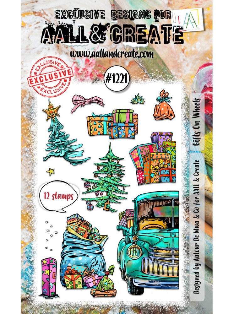 Tampon clear N° 1221 : Gifts On Wheels - Collection "Yuletide Extravaganza" - Aall & create