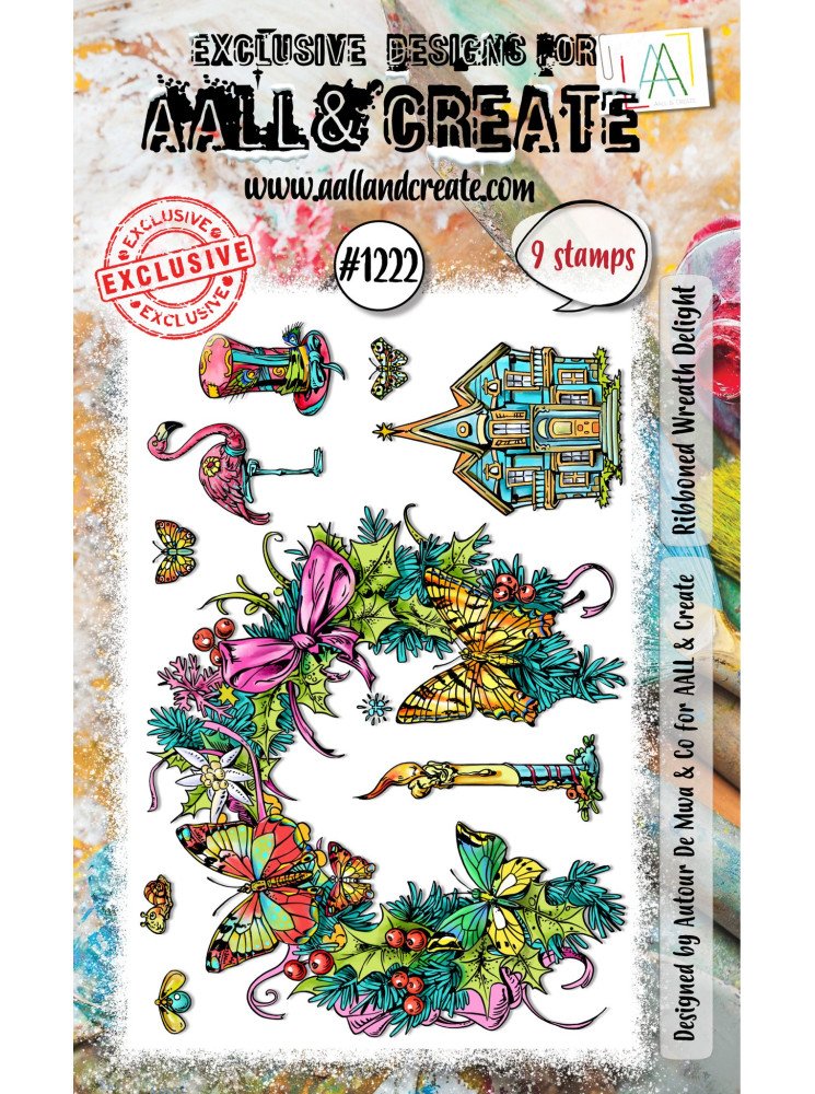 Tampon clear N° 1222 : Ribboned Wreath Delight - Collection "Yuletide Extravaganza" - Aall & create