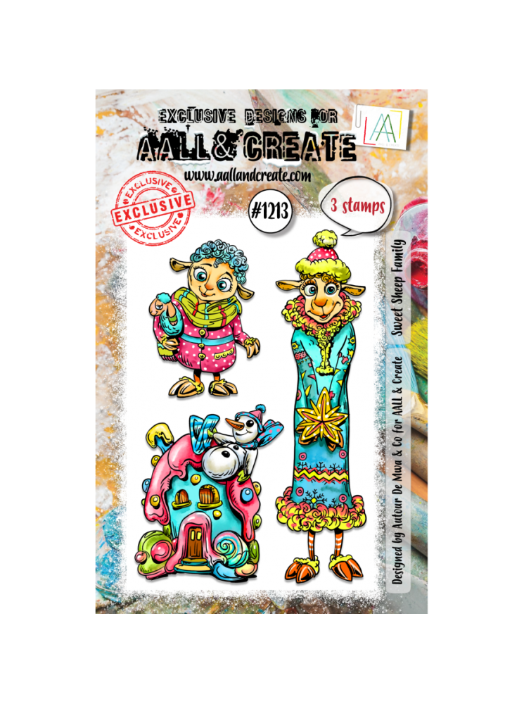 Tampon clear N° 1213 : Sweet Sheep Family - Collection "Yuletide Extravaganza" - Aall & create