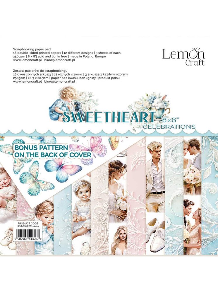 Pack papiers Celebrations - Collection "Sweetheart" - Lemon Craft Pack papiers Celebrations - Collection "Sweetheart" - Lemon Craft
