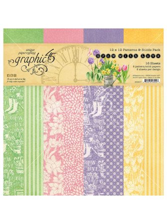 set de 16 papiers imprimés double face - graphic 45 - grow with love