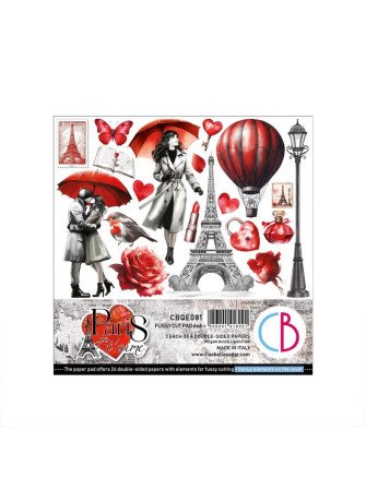 Pack 24 papiers 15 x 15 cm - Collection "Paris je t'aime" - Ciao Bella