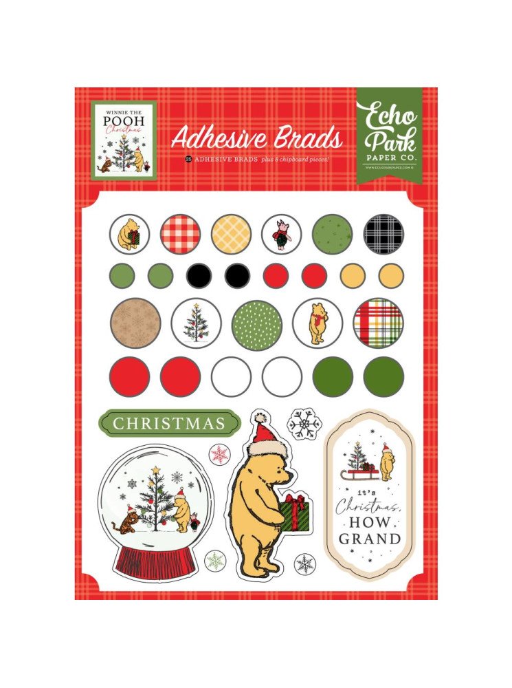 Adhésive Brads - Collection "Winnie The Pooh Christmas" - Echo park