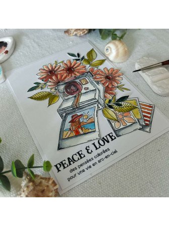 Tampons clear - Polaroïd - Collection "Peace And Love" - Chou & Flowers
