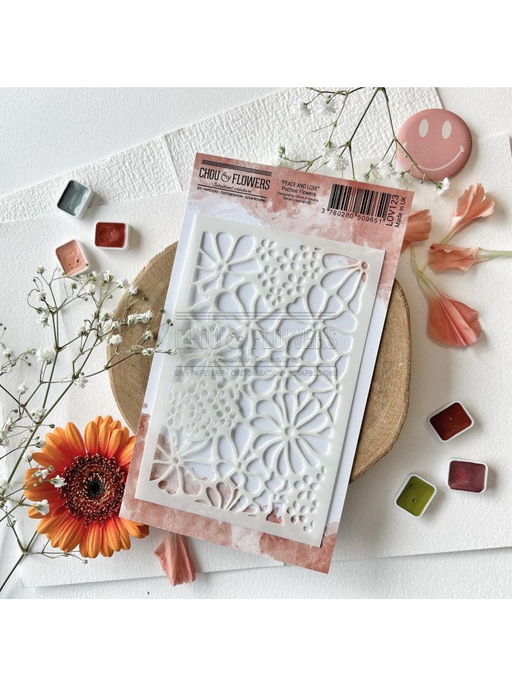 Pochoir - Fond Craquelé - Collection "Peace And Love" - Chou & Flowers