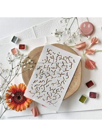 Pochoir - Fond Craquelé - Collection "Peace And Love" - Chou & Flowers