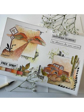Pochoir - Fond Craquelé - Collection "Peace And Love" - Chou & Flowers
