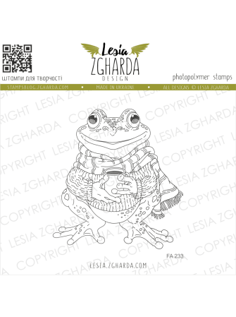 Frog in Scarf with Coffee -...