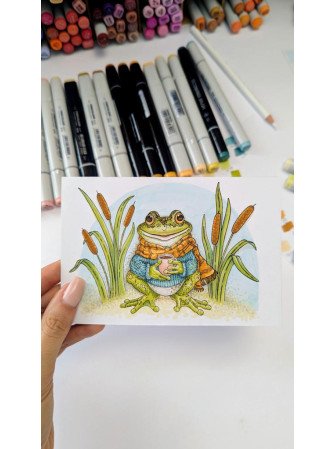 Frog in Scarf with Coffee - Tampon clear - Lesia Zgharda