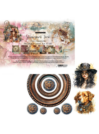 Pack papiers 20 x 20 cm - Collection "Steampunk Time" -  Alchemy of Art