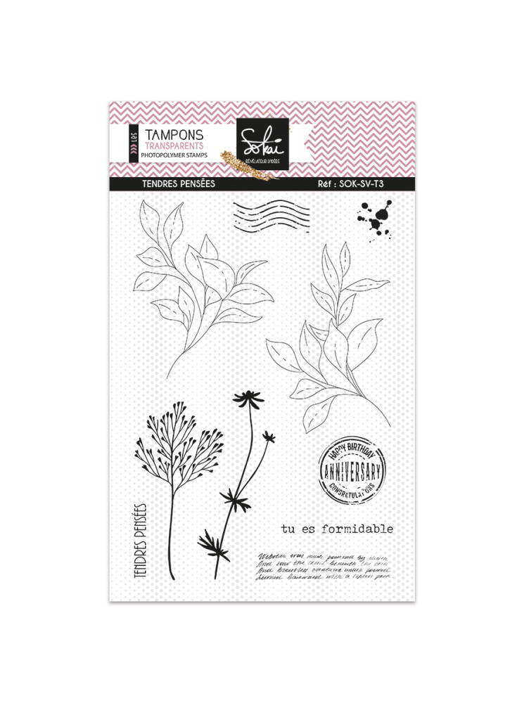 Tendres Pensées - Collection "So' Vintage" - Tampon clear - Sokai