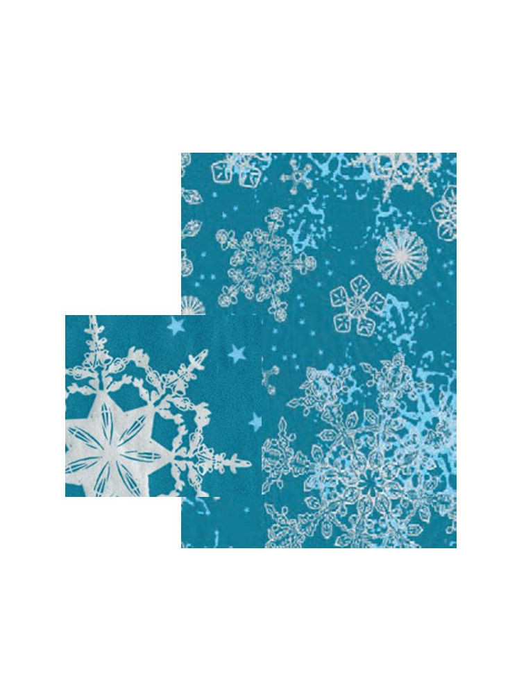 Papier décoratif - Flocons Turquoise & Argent - Décopatch