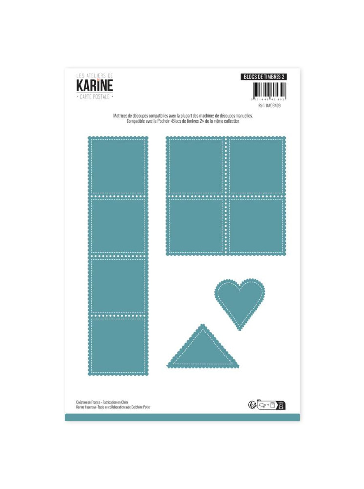 Bloc de timbres 2 - Dies - Collection "Carte Postale" - Les Ateliers de Karine