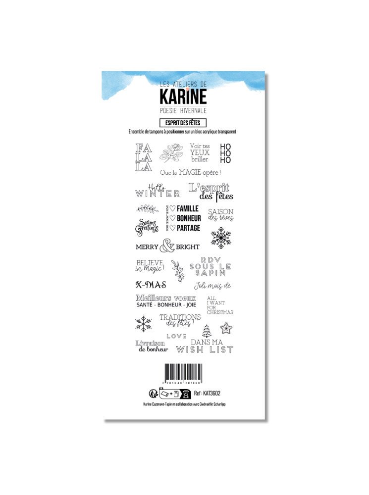 Esprit des Fêtes - Tampon clear - Collection "Poésie Hivernale" - Les Ateliers de Karine