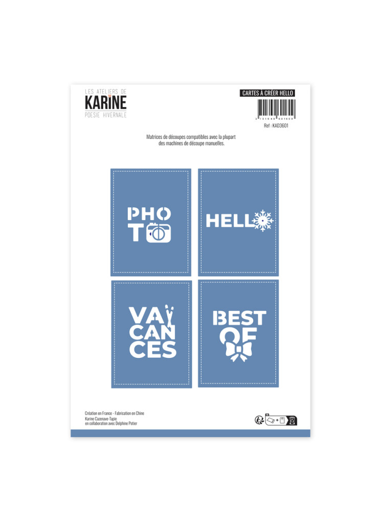 Carte à Créer Hello - Dies - Collection "Poésie Hivernale" - Les Ateliers de Karine