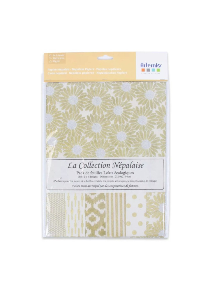 Papier Lokta Imprimés - Or - La Collection Népalaise - Artemio