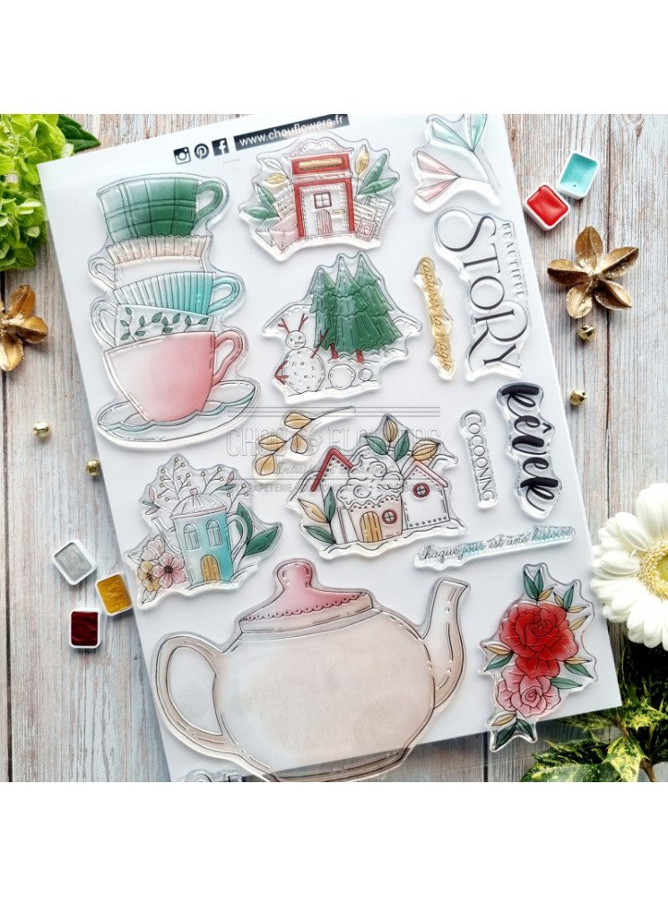 Tampons clear - La théière féerique - Collection "It's always tea time" - Chou & Flowers