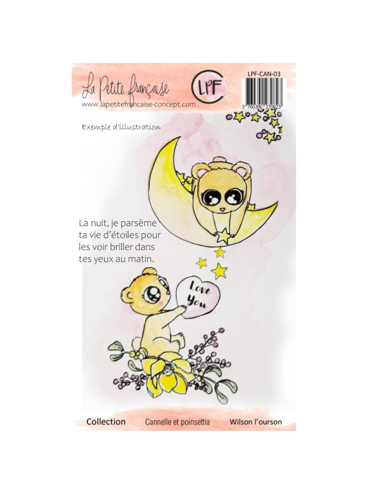 Wilson l'ourson - Tampon clear - collection "Cannelle et poinsettia" - La Petite Française