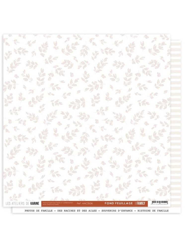 Papier imprimé - Fond Feuillage - Collection "Family" - Les Ateliers de Karine