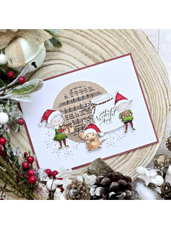 Tampon bois - Lutins Mignons - Collection "Mon Noël Magique"   Florilèges Design