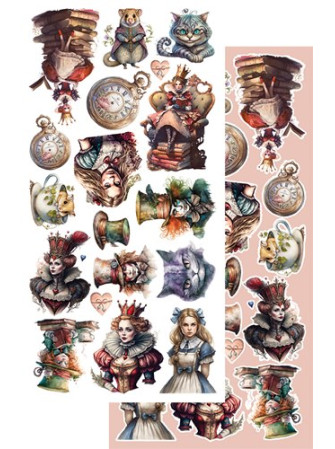 Pack de décors à découper  - Collection  "Enchanted World - Following Alice"  - Alchemy of Art