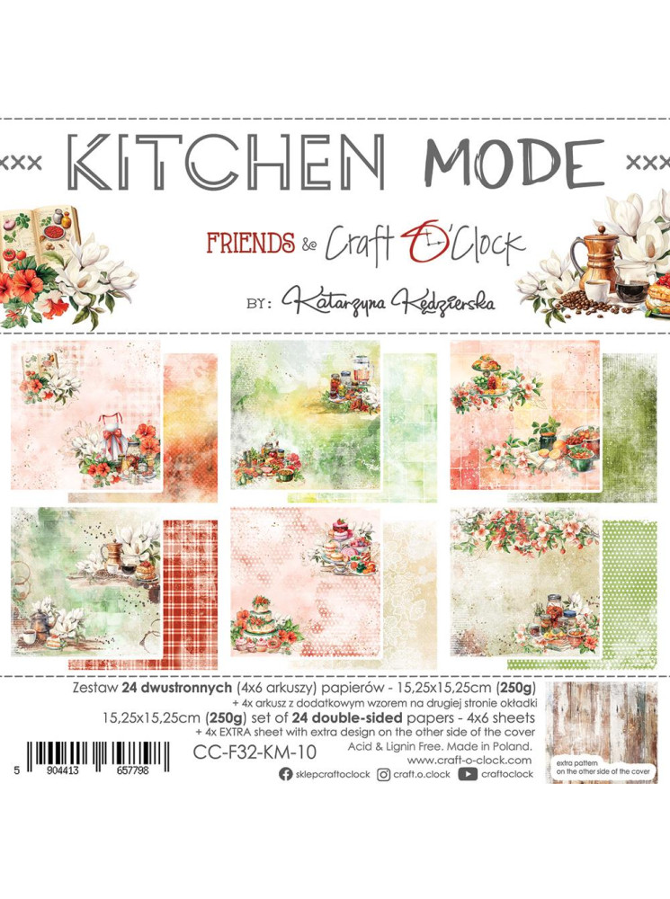Pack papiers 15 x 15 cm - Collection "Kitchen Mode" - Craft O'Clock