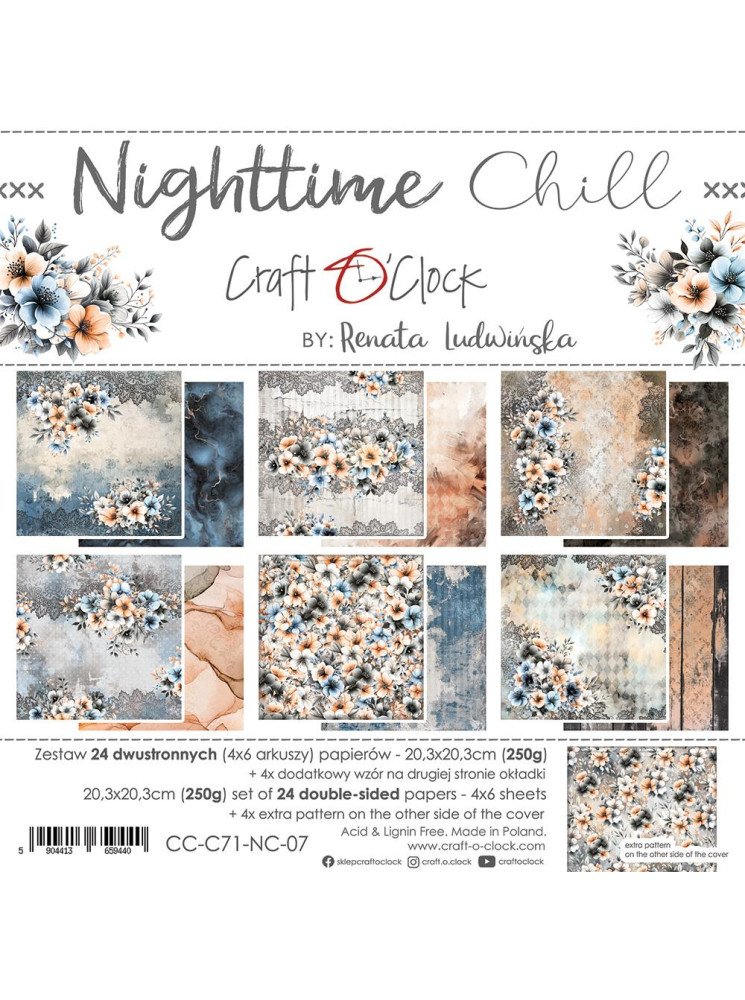 Pack papiers 20 x 20 cm- Collection "Nighttime Chill" - Craft O'Clock