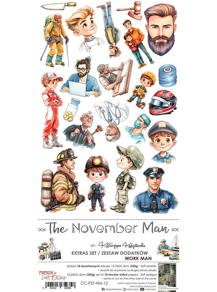 Pack de décors à découper Work Man - Collection  "The November Man"  - Craft O'Clock