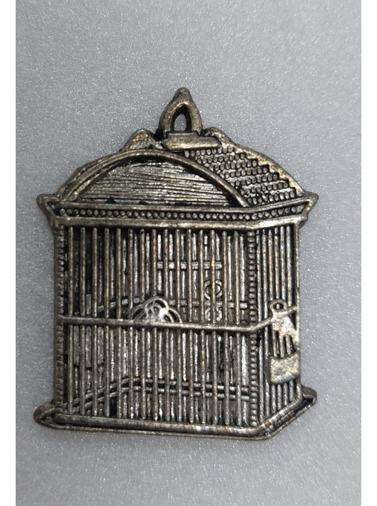 Breloque en métal argenté - Cage à oiseau - Scrapberry's