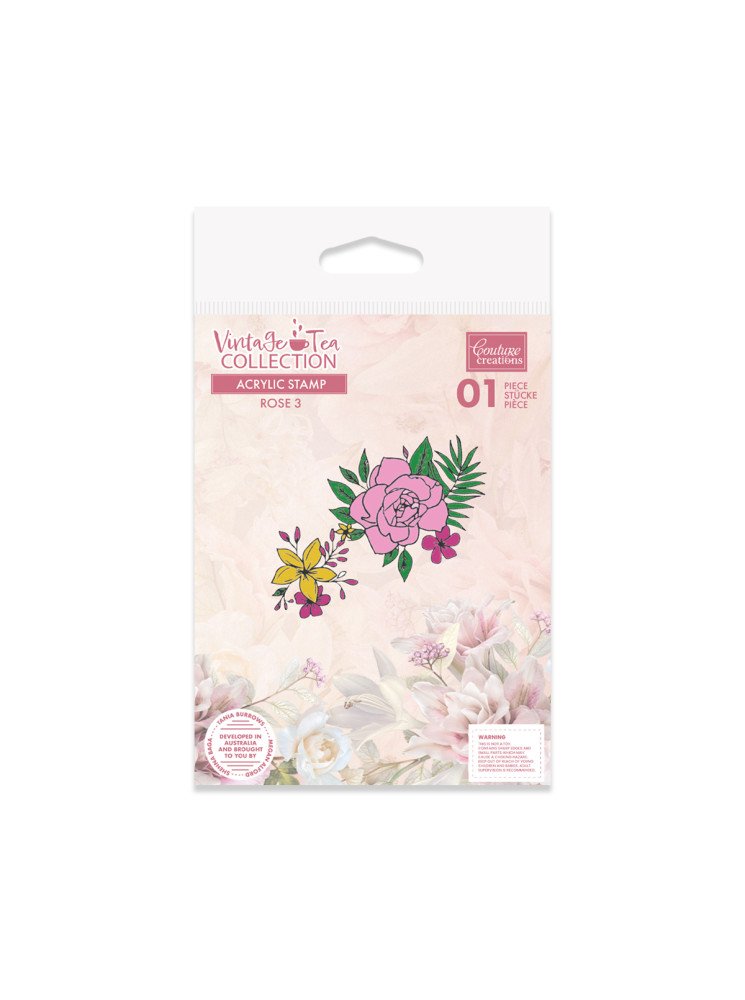 Rose 3 - Tampon clear - Collection "Vintage Tea" - Couture Créations