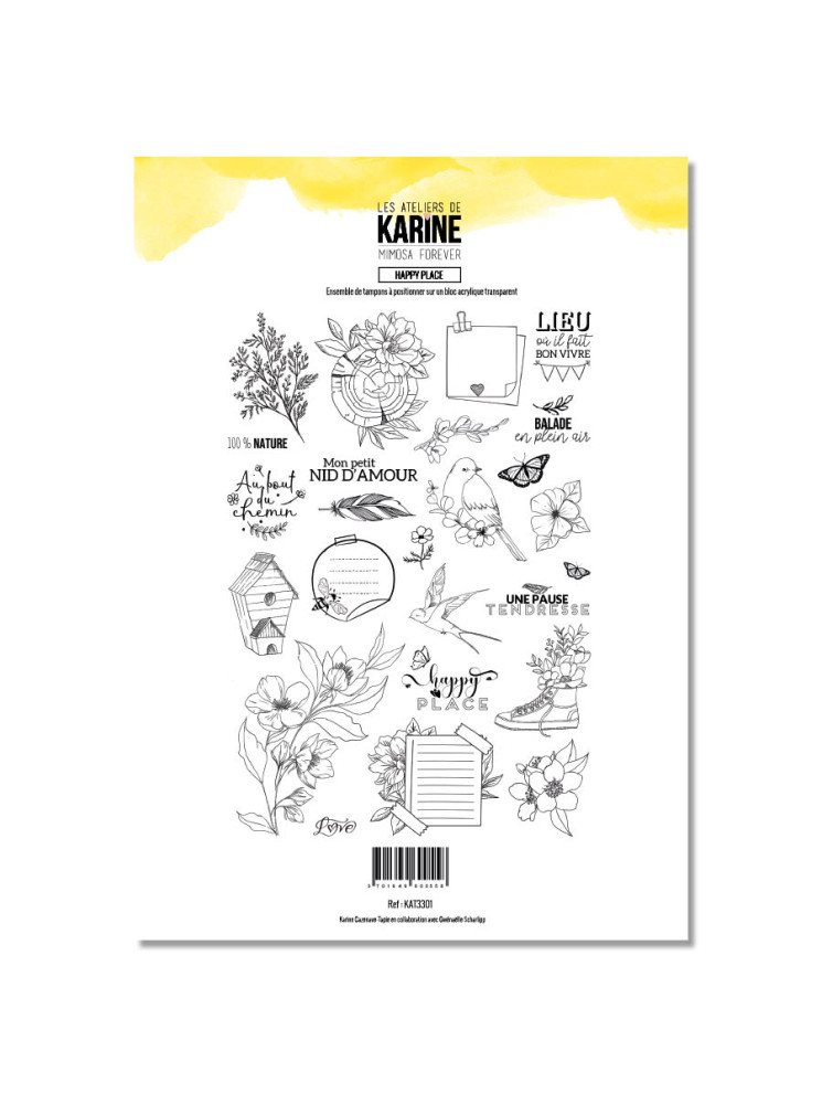 Happy Place - Tampon clear - Collection "Mimosa Forever" - Les Ateliers de Karine
