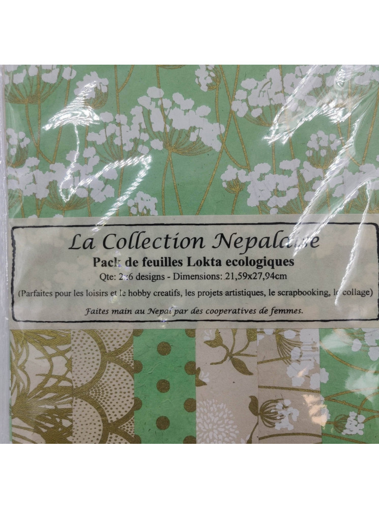 Papier Lokta Imprimés - Or & vert - La Collection Népalaise - Artemio