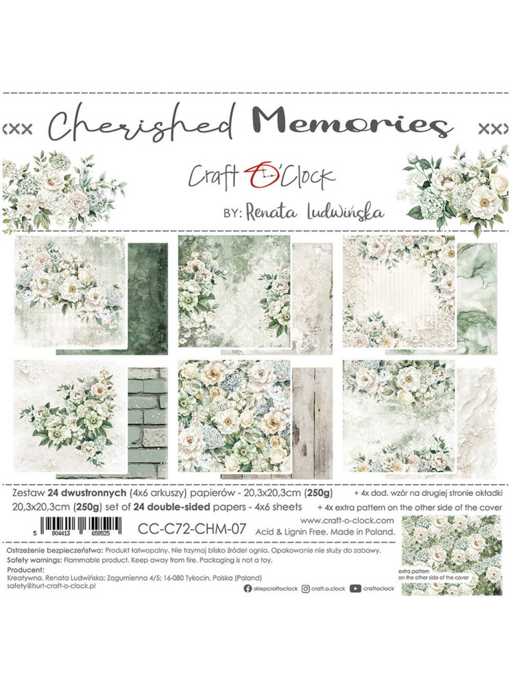 papiers 20 x 20 cm - Collection "Cherished Memories" - Craft O'Clock