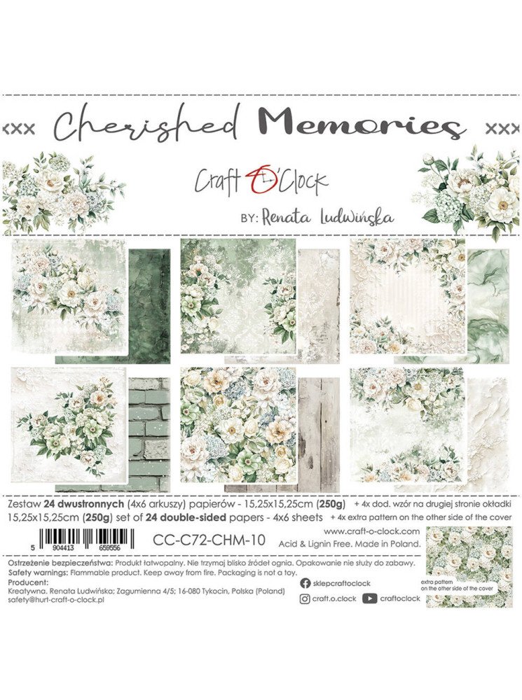 Pack papiers 15 x 15 cm - Collection "Cherished Memories" - Craft O'Clock