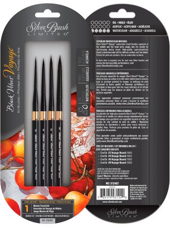 Set de 4 pinceaux ronds de voyage - Silver Brush Limited - Black Velvet