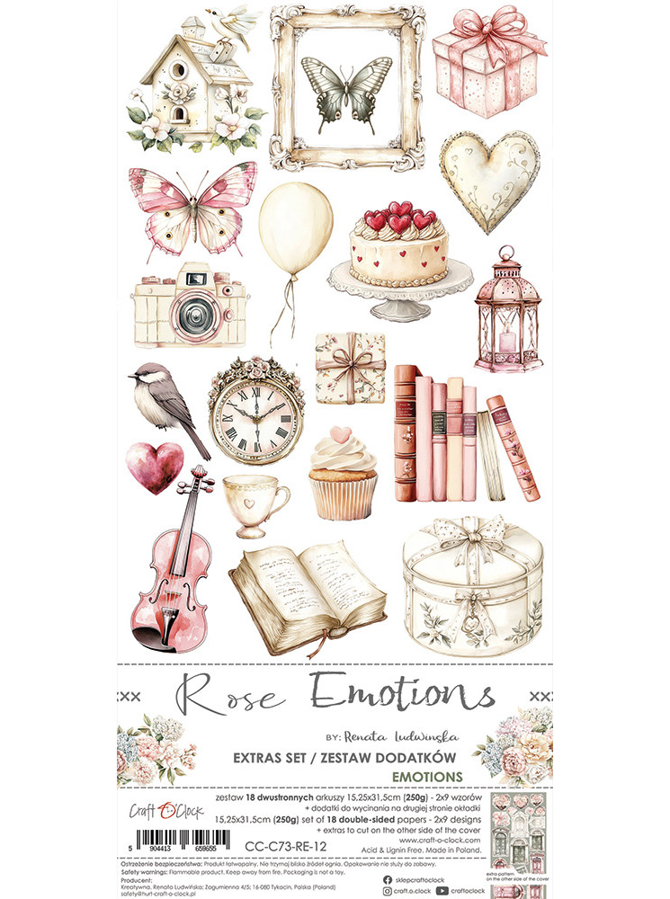 Pack de décors à découper  - Collection  "Rose Emotions"  - Craft O'Clock