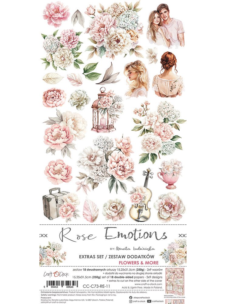 Pack de décors à découper - Flowers & More - Collection "Rose Emotions" - Craft O'Clock