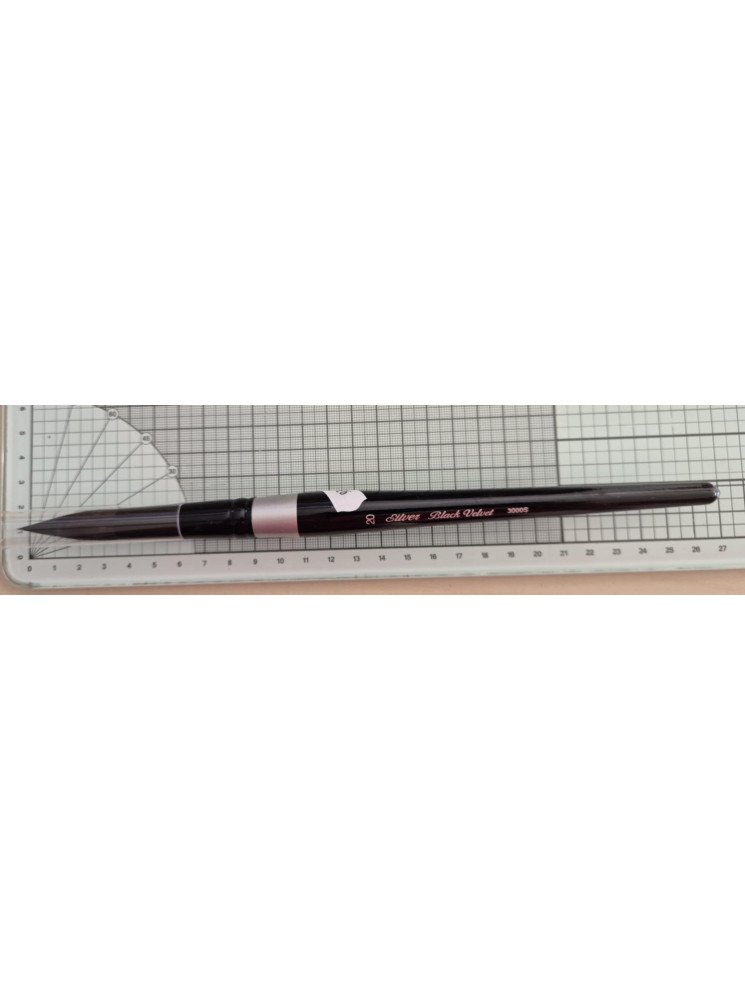 Pinceau rond en poils d'écureuil et filaments synthétiques n°20- Silver Brush - Black Velvet