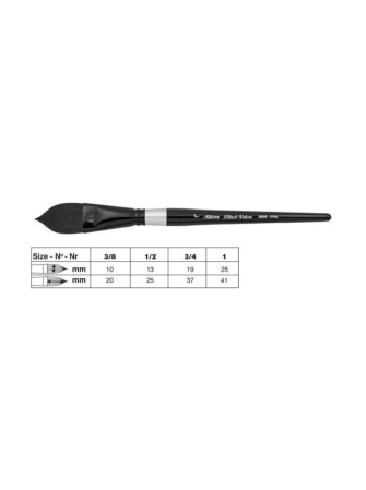 Pinceau ovale en poils d'écureuil et filaments synthétiques n°1/2 - Silver - Black Velvet