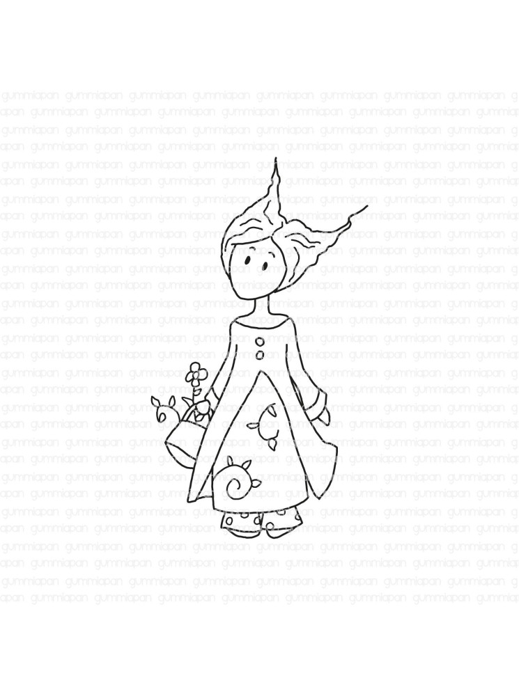 Minnie au panier de fleurs - Tampon Cling - Gummiapan