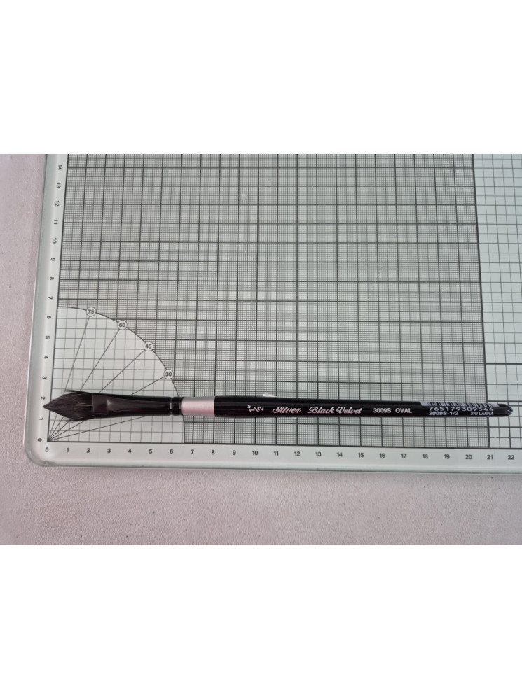 Pinceau ovale en poils d'écureuil et filaments synthétiques n°1/2 - Silver - Black Velvet