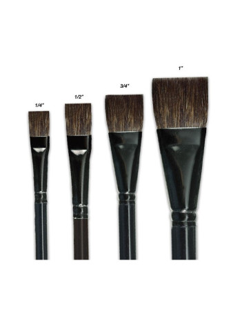 Pinceau plat en poils d'écureuil et filaments synthétiques n°3/4 - Silver - Black Velvet