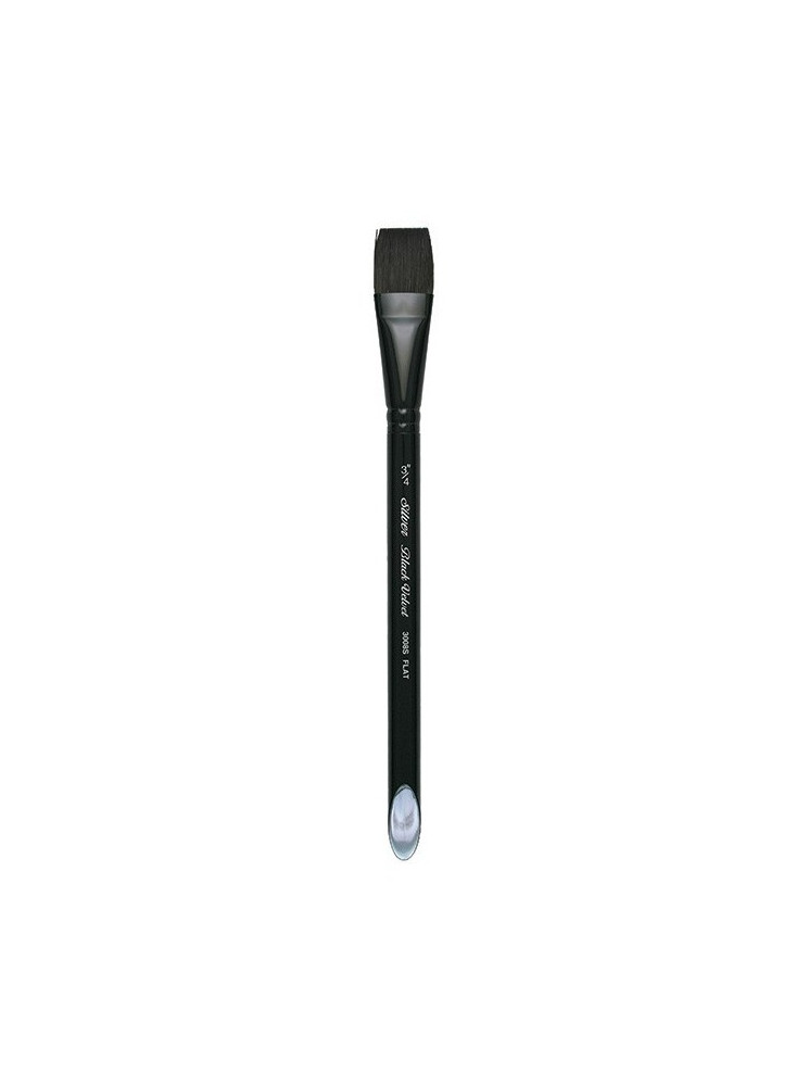 Pinceau plat en poils d'écureuil et filaments synthétiques n°3/4 - Silver - Black Velvet