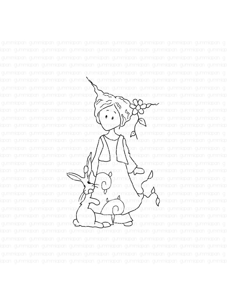 Minnie avec le lapin - Tampon Cling - Gummiapan