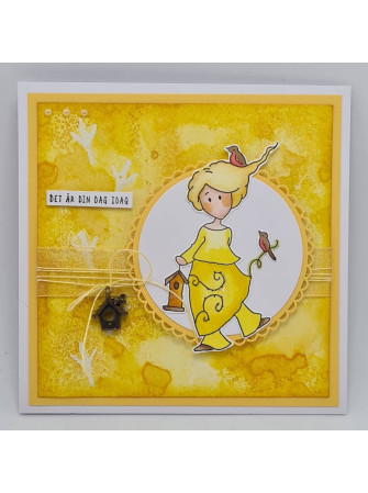 Minnie et les oiseaux - Tampon Cling - Gummiapan